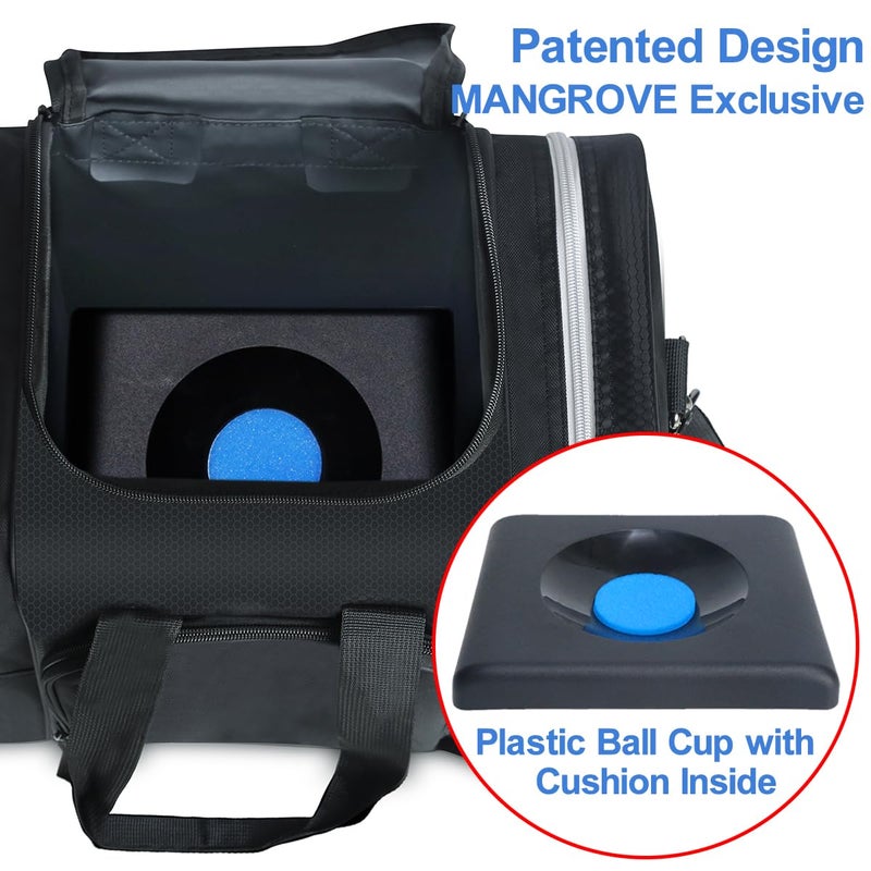 Mangrove Bowling Ball Bag for Single Ball, 2025 Bowling Bag with Plastic Ball Holder, Bowling Tote Fits Bowling Shoes Up to Mens Size 14 and Accessories (Black) - Image 2